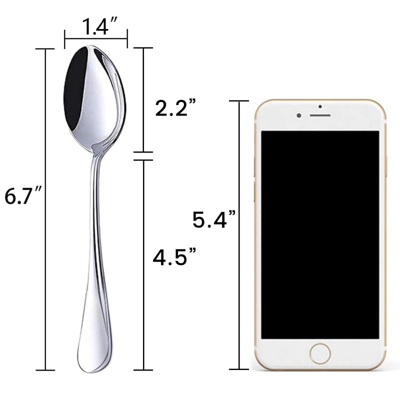 HANSGO Stainless Steel Teaspoons, 6-Piece Coffee & Dessert Spoons Set, 6.7 Inch Small Spoons for Tea, Sugar, Yogurt & Ice Cream, Mirror Polished, Dishwasher Safe - Image 2